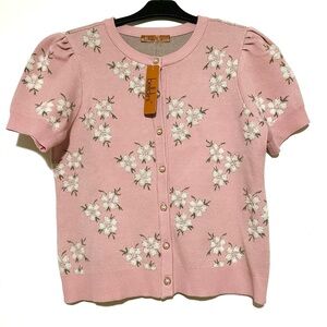 NWT Belldini Floral Short Sleeve Cardigan Large